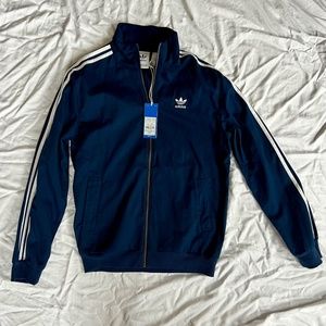 NWT ADIDAS 100% cotton Classic Woven Track Jacket Collegiate Navy